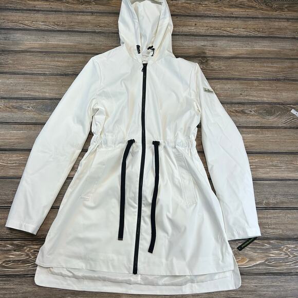 Sam Edelman White Hooded Rain Coat Medium - Picture 3 of 7